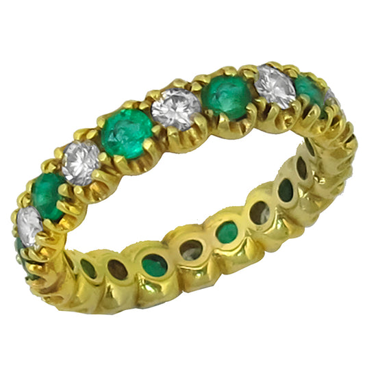 1.00ct Diamond 1.50ct Emerald Eternity Gold Wedding Band