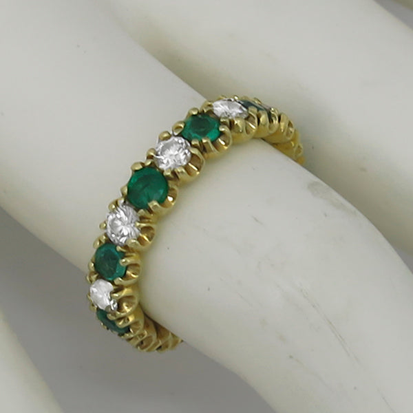 1.00ct Diamond 1.50ct Emerald Eternity Gold Wedding Band
