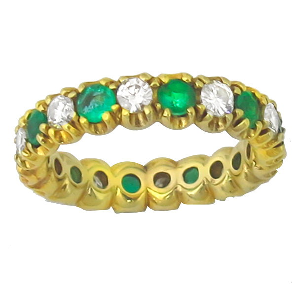 1.00ct Diamond 1.50ct Emerald Eternity Gold Wedding Band