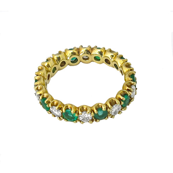 1.00ct Diamond 1.50ct Emerald Eternity Gold Wedding Band