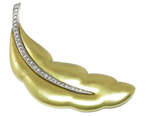 1.00ct Diamond 18k Yellow Gold  Leaf Pin