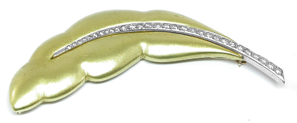 1.00ct Diamond 18k Yellow Gold  Leaf Pin
