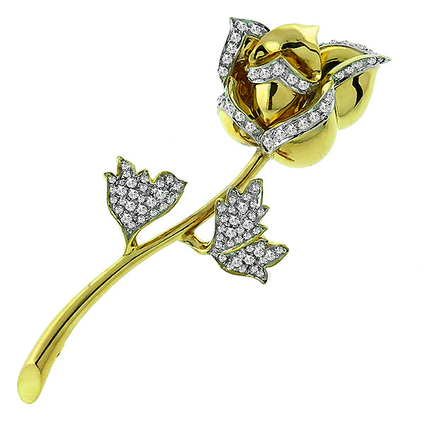 1.00ct Diamond Gold Rose Pin