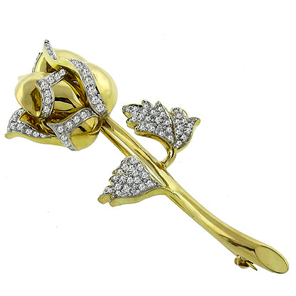 1.00ct Diamond Gold Rose Pin