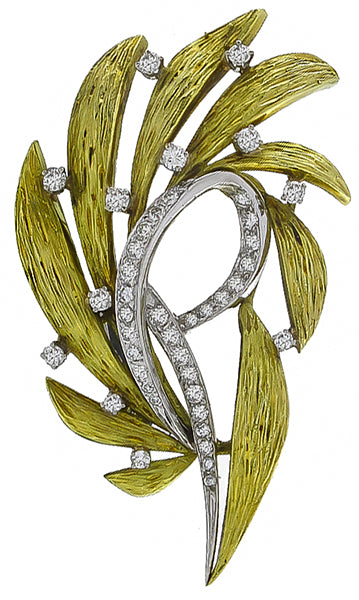 1.00ct Diamond Olive Leaves Pin