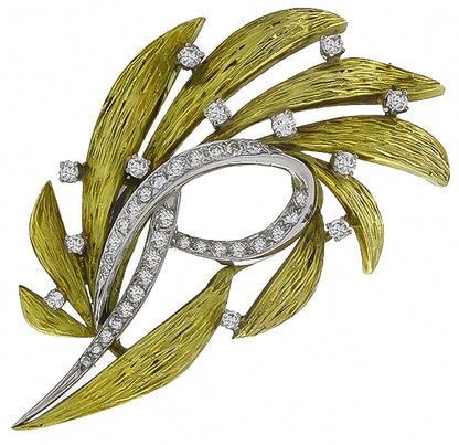 1.00ct Diamond Olive Leaves Pin