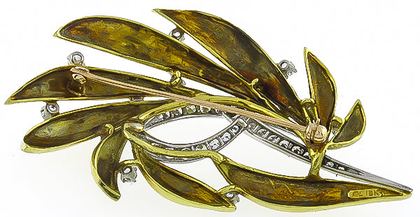 1.00ct Diamond Olive Leaves Pin