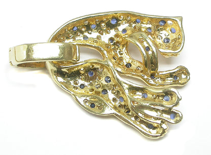 1.00ct Diamond & Sapphire 18k Yellow  Gold Panther Pendant