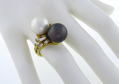 1.00ct  Diamond South Sea Pearl Cocktail Ring