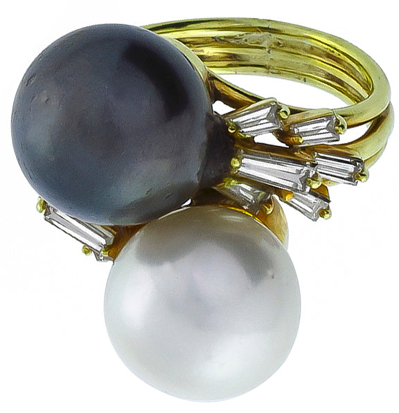 1.00ct  Diamond South Sea Pearl Cocktail Ring