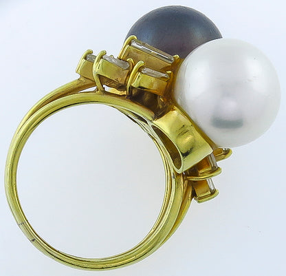 1.00ct  Diamond South Sea Pearl Cocktail Ring