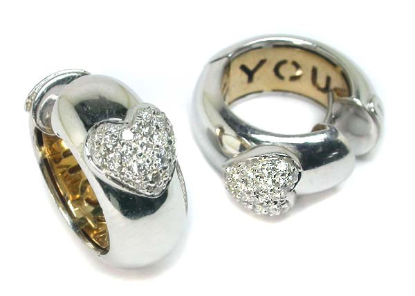 1.00ct Diamond Two-tone Gold Heart Earrings