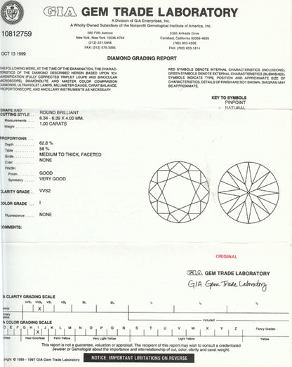 1.00ct Round Brilliant Cut Diamond Engagement Ring