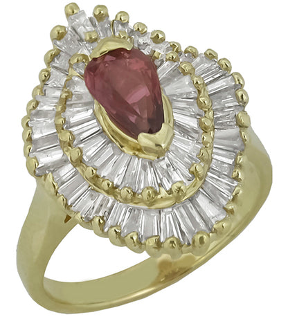 1.00ct Ruby 1.10ct Diamond Gold Ballerina Ring