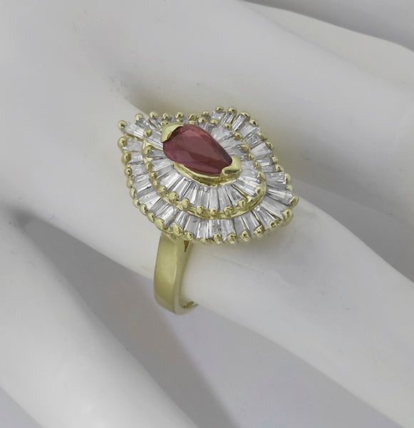 1.00ct Ruby 1.10ct Diamond Gold Ballerina Ring