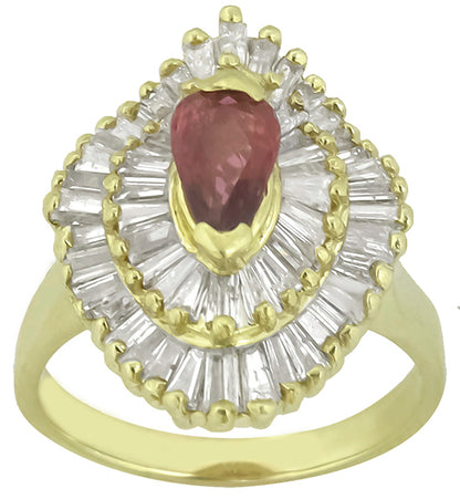 1.00ct Ruby 1.10ct Diamond Gold Ballerina Ring