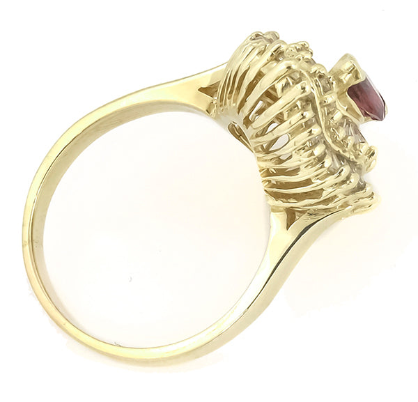 1.00ct Ruby 1.10ct Diamond Gold Ballerina Ring