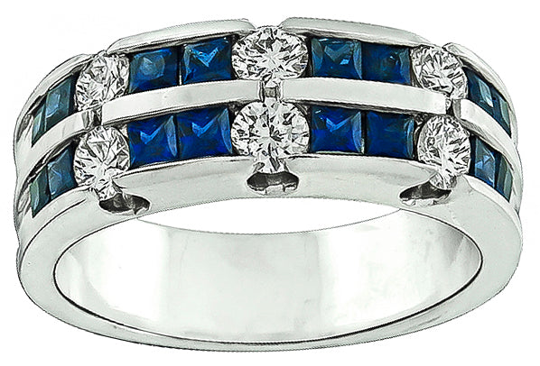 1.00ct Sapphire 0.50ct Diamond Wedding Band