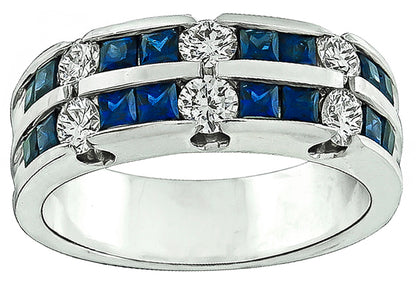1.00ct Sapphire 0.50ct Diamond Wedding Band