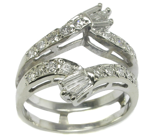 1.01ct Diamond Platinum Engagement Ring w/14k White Gold Diamond Jacket