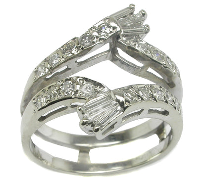 1.01ct Diamond Platinum Engagement Ring w/14k White Gold Diamond Jacket