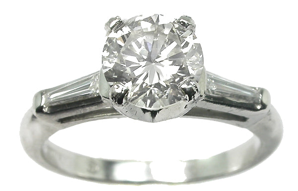 1.01ct Diamond Platinum Engagement Ring w/14k White Gold Diamond Jacket