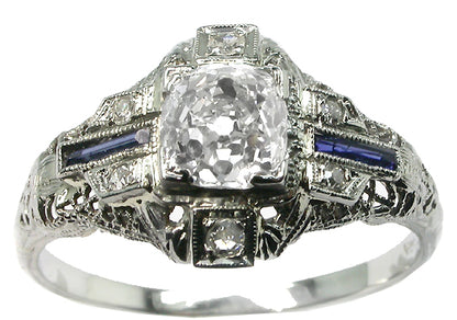 1.01ct Edwardian 18k White Gold Diamond Engagement Ring