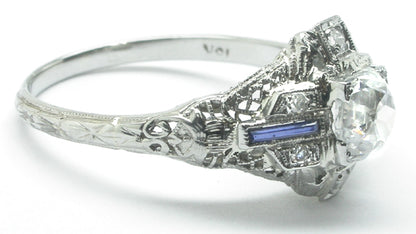 1.01ct Edwardian 18k White Gold Diamond Engagement Ring