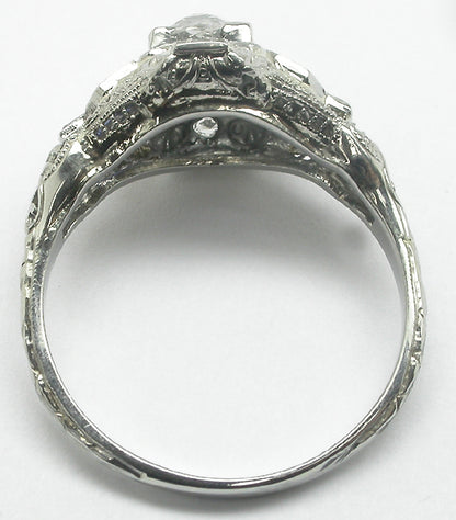 1.01ct Edwardian 18k White Gold Diamond Engagement Ring