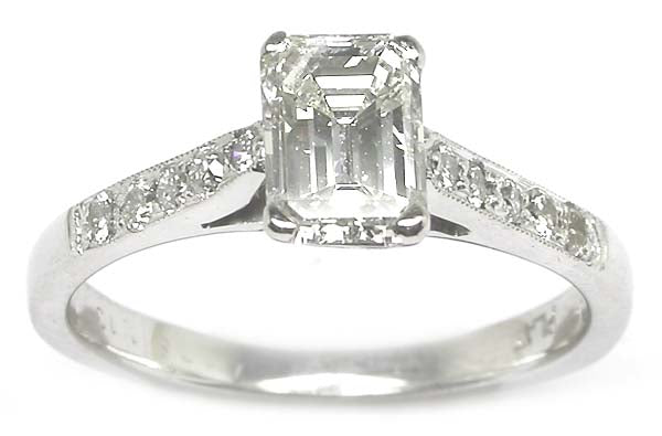 1.01ct Emerald Cut Diamond Platinum Engagement Ring
