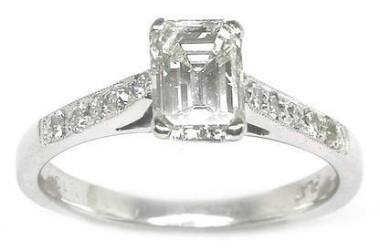 1.01ct Emerald Cut Diamond Platinum Engagement Ring