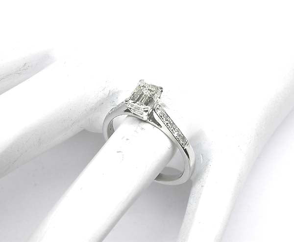 1.01ct Emerald Cut Diamond Platinum Engagement Ring