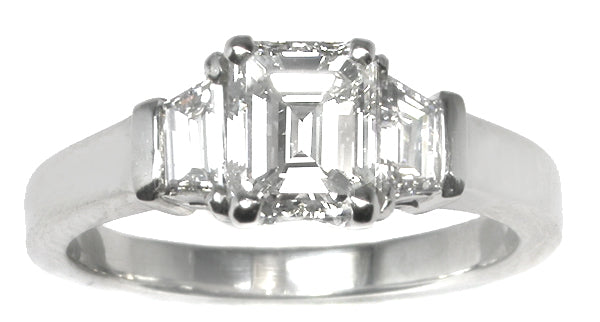 1.01ct Emerald Cut Diamond Platinum Engagement Ring