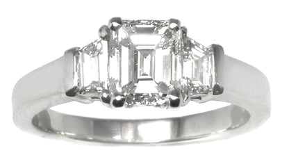 1.01ct Emerald Cut Diamond Platinum Engagement Ring