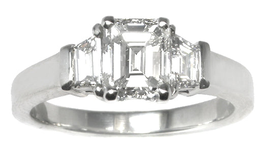 1.01ct Emerald Cut Diamond Platinum Engagement Ring