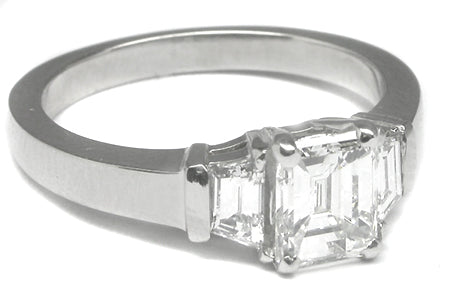 1.01ct Emerald Cut Diamond Platinum Engagement Ring