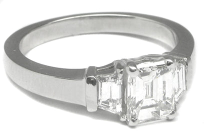 1.01ct Emerald Cut Diamond Platinum Engagement Ring