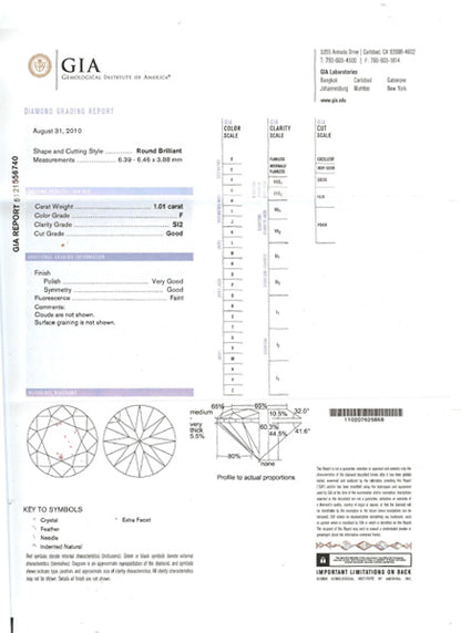1.01ct Round Diamond Platinum Engagement Ring