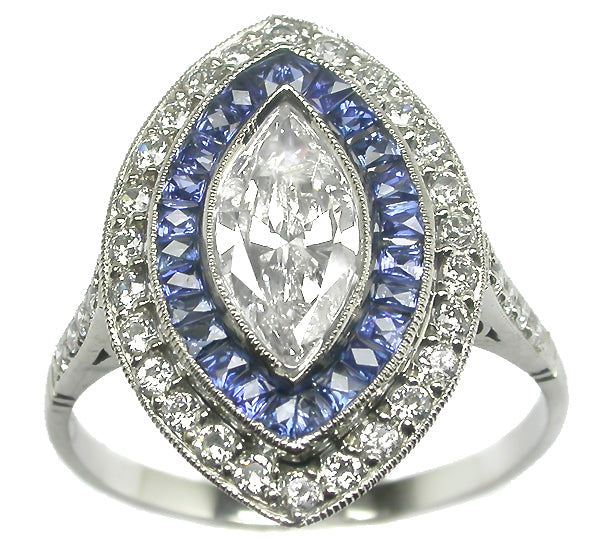 1.02ct Art Deco Style Platinum Diamond Engagement Ring