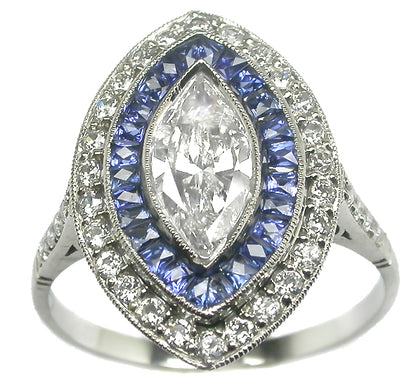 1.02ct Art Deco Style Platinum Diamond Engagement Ring