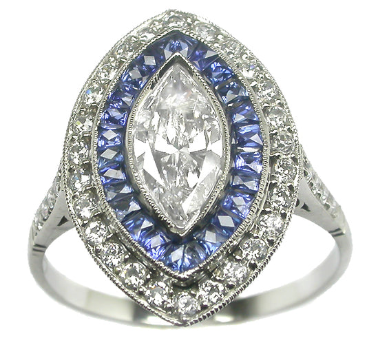 1.02ct Art Deco Style Platinum Diamond Engagement Ring