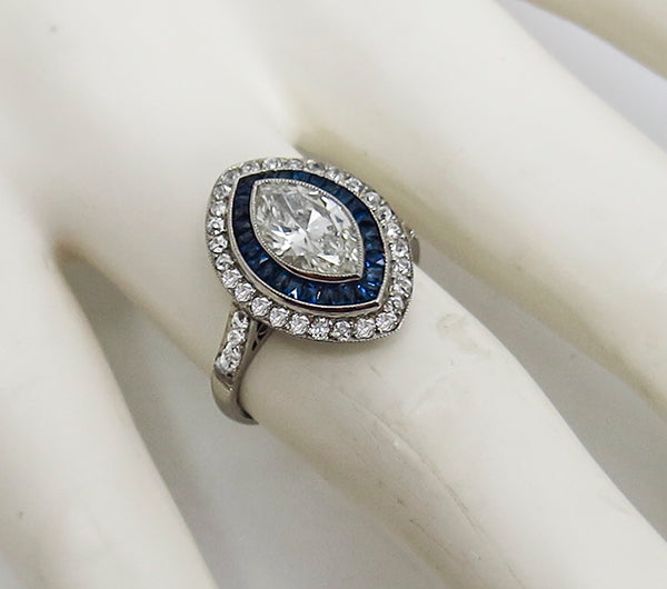 1.02ct Art Deco Style Platinum Diamond Engagement Ring