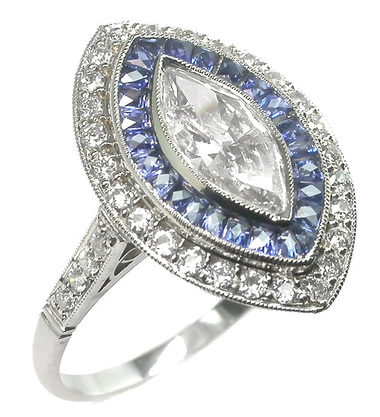 1.02ct Art Deco Style Platinum Diamond Engagement Ring