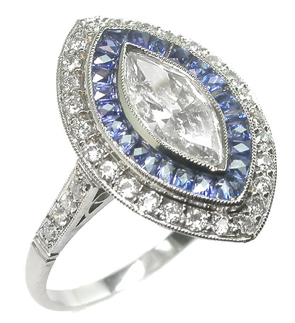 1.02ct Art Deco Style Platinum Diamond Engagement Ring