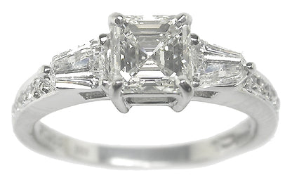 1.02ct Asscher Cut Diamond Platinum Engagement Ring