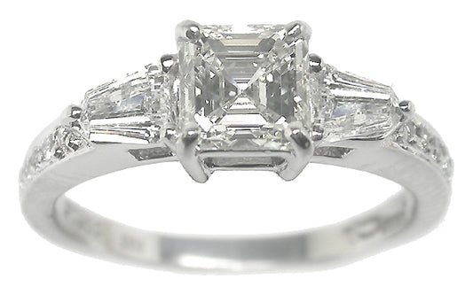 1.02ct Asscher Cut Diamond Platinum Engagement Ring