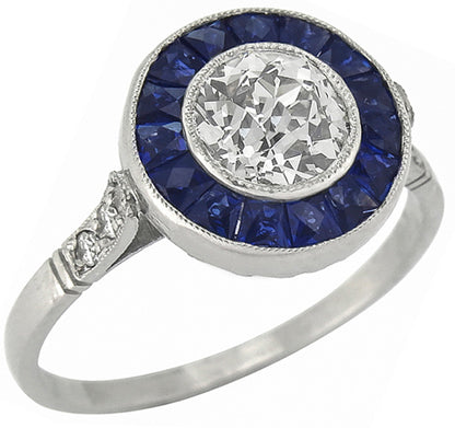1.02ct Diamond 0.60ct Sapphire Engagement Ring