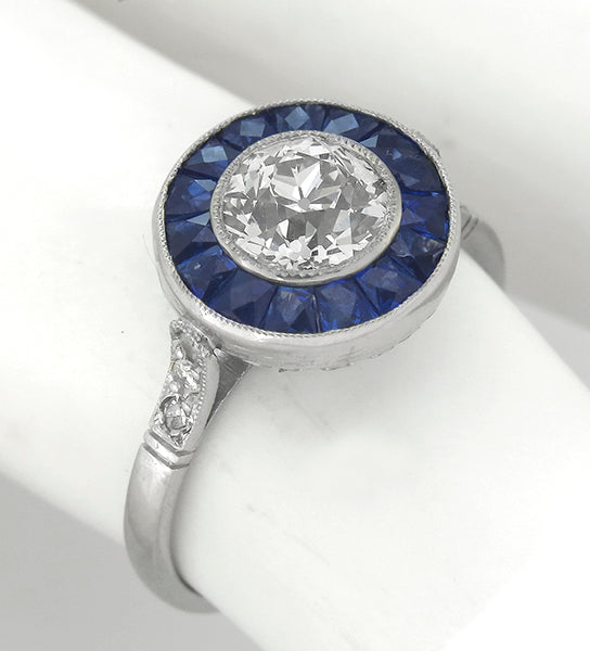 1.02ct Diamond 0.60ct Sapphire Engagement Ring
