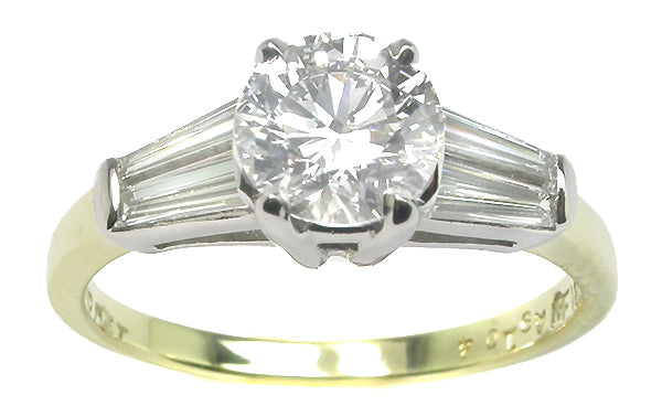 1.02ct Diamond 18k Yellow Gold Platinum Engagement Ring