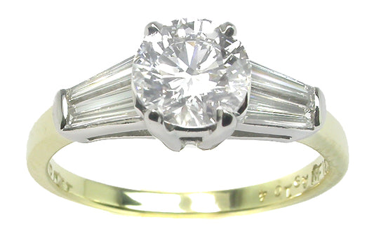1.02ct Diamond 18k Yellow Gold Platinum Engagement Ring